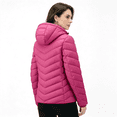 thumbnail image 3 of Lightweight Full-Zip Puffer Jacket with Hood Quilted Warm Winter Coat for Women Water Resistance, Pink, 3 of 8