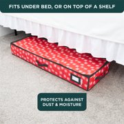 HOLDN' STORAGE Wrapping Paper Storage Container, Fits 27 Rolls Gift Wrap, Extra Pockets for Ribbons & Bows, Underbed Storage - Red with White Snowflakes