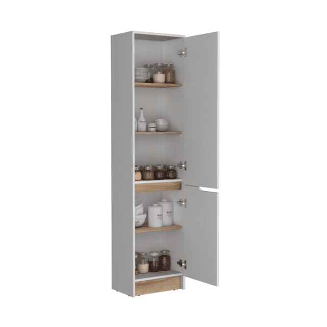 Alacena Excelsior Soler Blanca y Macadamia con 2 Puertas y Entrepaños Tipo Despensa