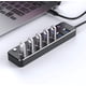 thumbnail image 3 of Divisor de concentrador USB, concentrador de datos de aluminio USB 3.0 con interruptores de encendido/apagado individuales y luces LED para computadora portátil, PC (4 pies/120 cm) (7 puertos) Xemadio CZDZ-HY98, 3 of 5