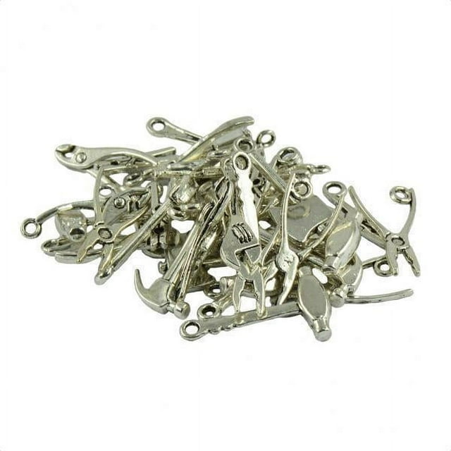 4x40 Piezas De Plata Herramienta Mixta Hammer Piler Wrench Colgantes Hallazgos