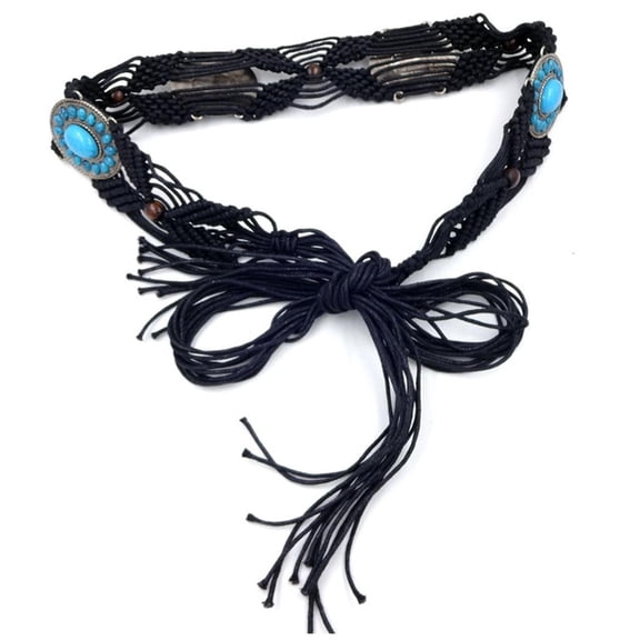Ywmsfl Cowgirl Belt Braided Waistband with Beads Braided Vintage Tie Waistband for Country
