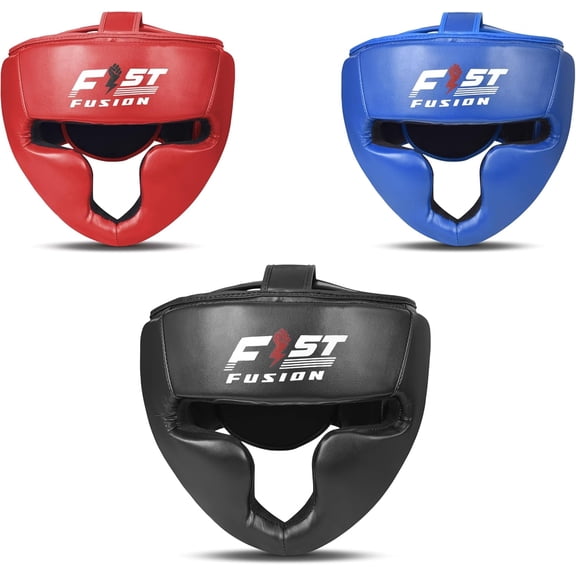 Fist Fusion Boxing Head Guard, Maya Hide Leather Headgear Protection for Kickboxing Muay Thai MMA Training Taekwondo, Padded Guards, Adjustable