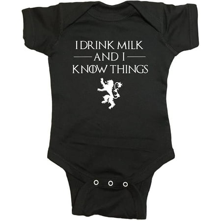 

NorthStarTees Game of Thrones Baby One Piece I Drink Milk Bodysuit (6 Month Black)