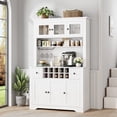 thumbnail image 5 of Garvee 68.7" Pantry Cabinet with LED Light, Charging Station, Wine Glass Rack, Adjustable Shelves & Drawers – Modern White Hutch for Dining or Living Room – Stripe Embossed White Finish, 5 of 8