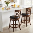 thumbnail image 2 of Gymax 26'' Counter Height Bar Stools Set of 2 w/Rubber Wood Frame Upholstered Seat, 2 of 8