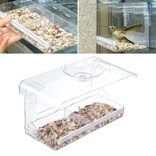 Comedero para pájaros con ventana transparente, succión resistente, observación de aves segura y cómoda, fácil de rellenar, regalo perfecto para exteriores
