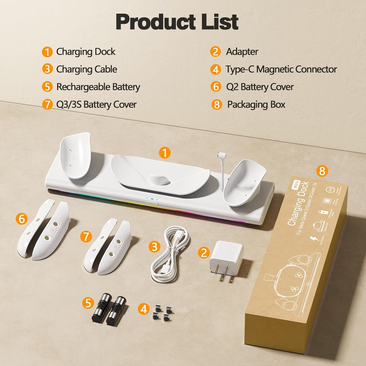 Prociv VR Charging Dock, Magnetic Charger for Meta Quest 2 Headset