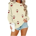 thumbnail image 3 of qucoqpe Christmas Pullovers for Women 2025 Fall Winter Fashion Christmas Wine Glass Printed Crewneck Long Sleeve Oversized Sweatshirts Tops All Season Outfits, 3 of 5