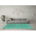 thumbnail image 3 of Ahgly Company Indoor Square Oriental Turquoise Blue Traditional Area Rugs, 3' Square, 3 of 4