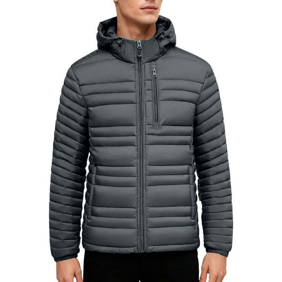Mens Lightweight Jackets Sevevn Men's Insulated Synthetic Down Puffer Jacket Winter Warm Coat Quilted Water Resistant Hiking Camping