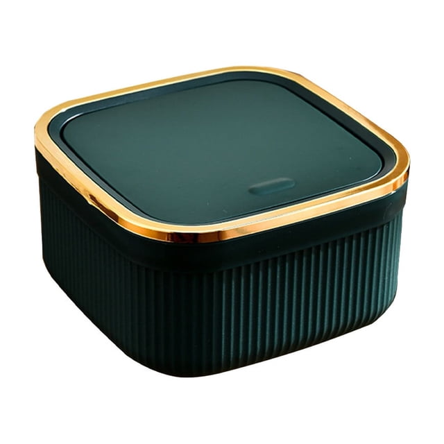 EGNMCR Mini Desktop Trash Can Home Kitchen Desk Trash Can With Lid Debris Storage Cleaning Push-type Double Bucket Hidden Garbage Bag garbage can