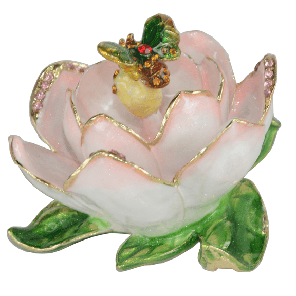 Lotus Flower Trinket & Jewelry Box Pewter Collectible Gift for Her Ring Holder