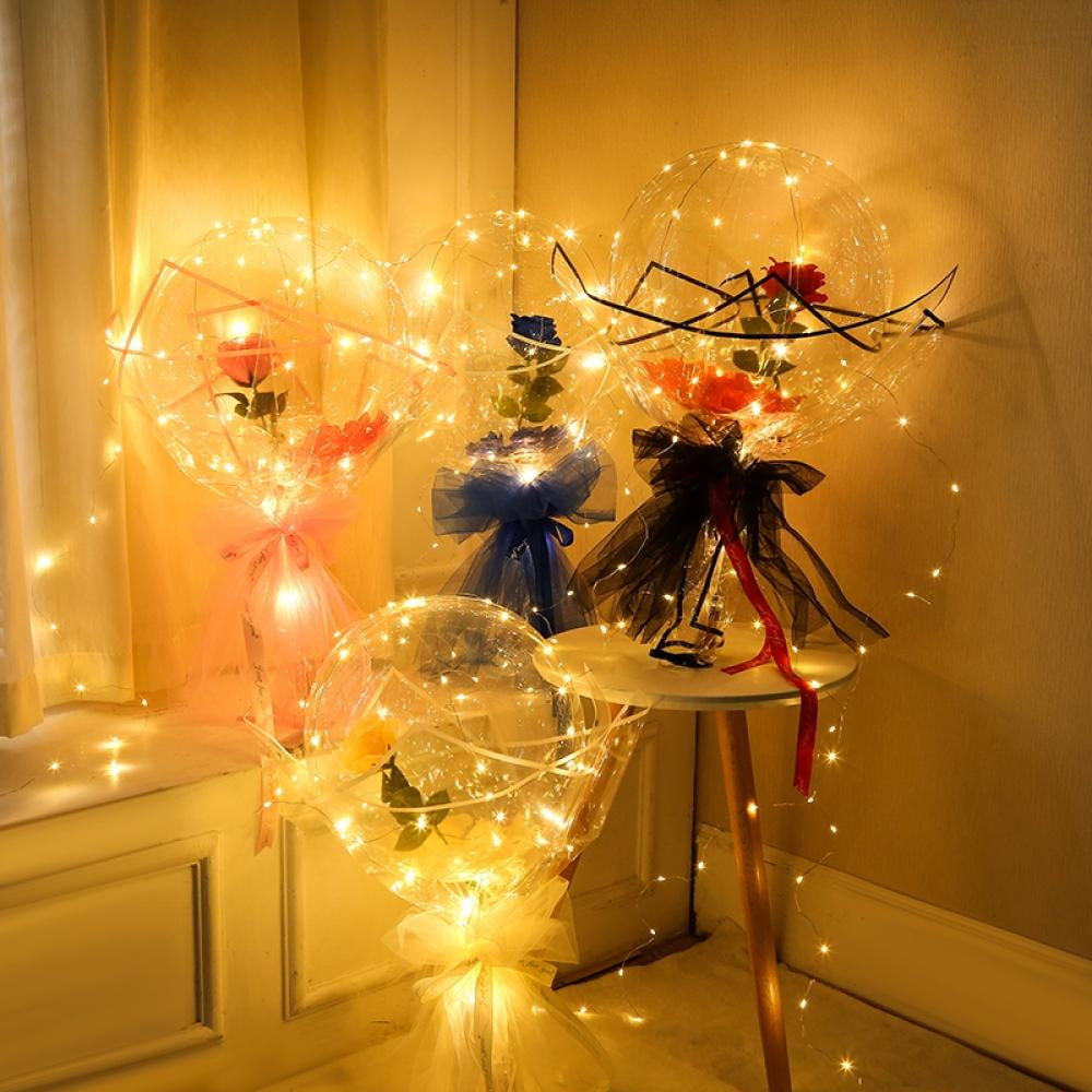 LED Luminous Balloon Rose Bouquet, Light Transparent Balloons with