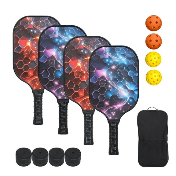 Pickleball-Paddles Set of 4, Fiberglass Graphite Pickleball Racquet Set for Men, Women, Kids, Adults