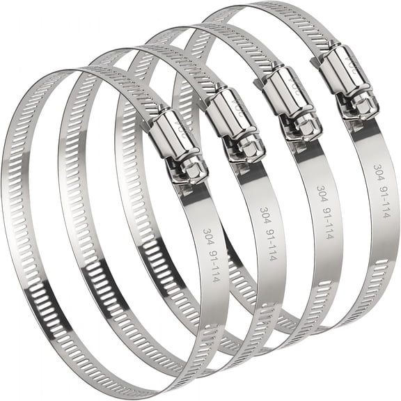 ZHZFKQ 4 Pack 4 Inch Hose Clamp, 304 Stainless Steel Adjustable