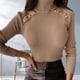 thumbnail image 1 of Mujeres De Punto De Hechos De Tortuga De Tortuga Larga Jersey Suelto Jersey Caqui Hugo Suéter de tortuga de mujeres, 1 of 10