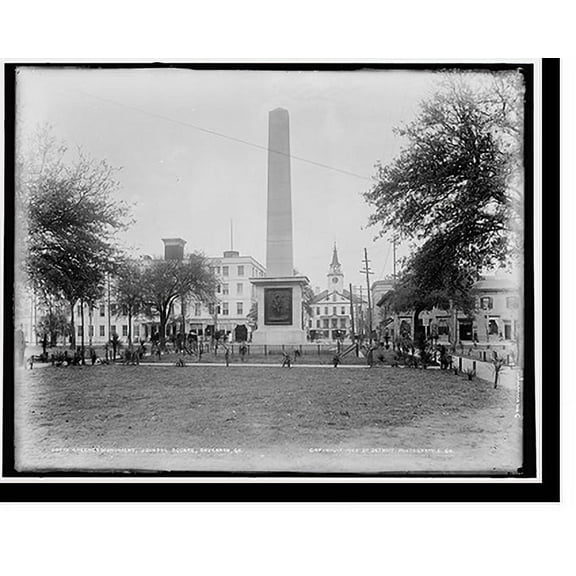 Historic Print, Greene's Monument, Johnson Square, Savannah, Ga., 16" x 20"