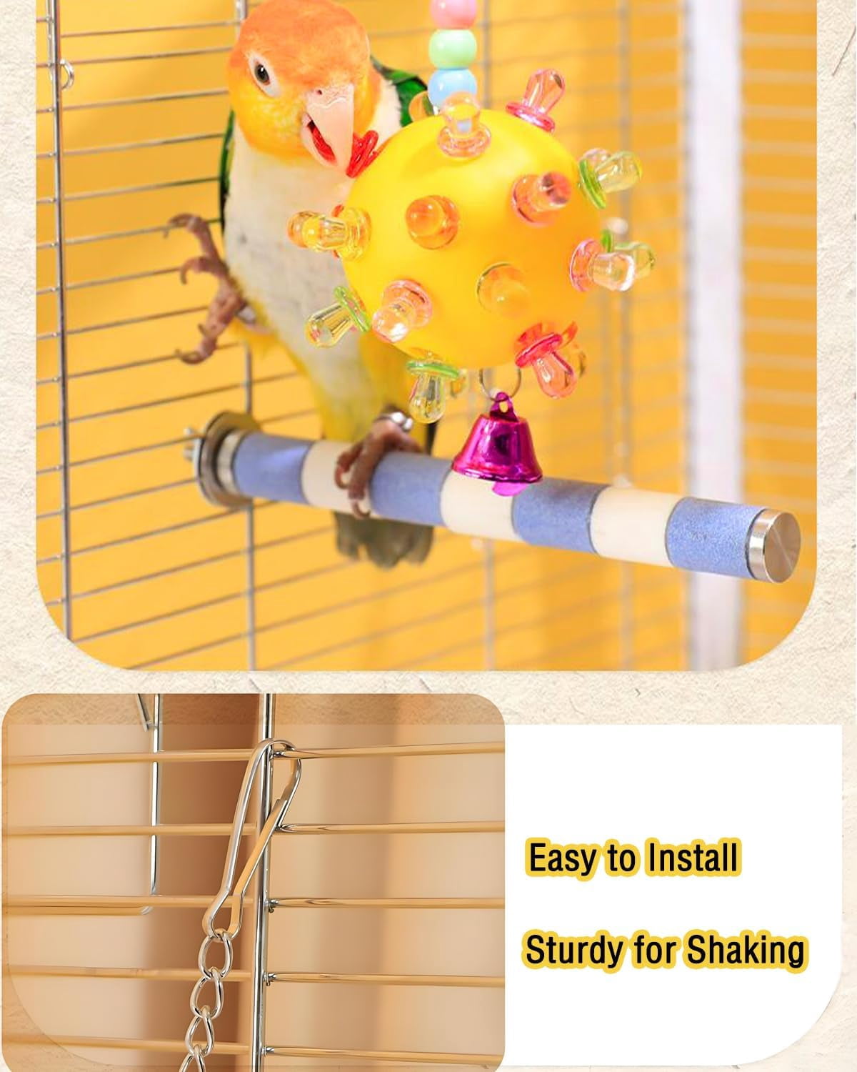 Bird Toys, Conure Foraging Ball Hanging Toy Bird Cage Accessory for Parrots