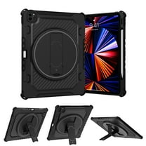 Dteck Case for iPad Pro 12.9 inch 6th 5th 4th 3rd Gen,Shockproof Rubber Case Heavy Duty Silicone Rugged Kickstand Protective Cover for iPad Pro 12.9" 2022/2021/2020/2018,Black