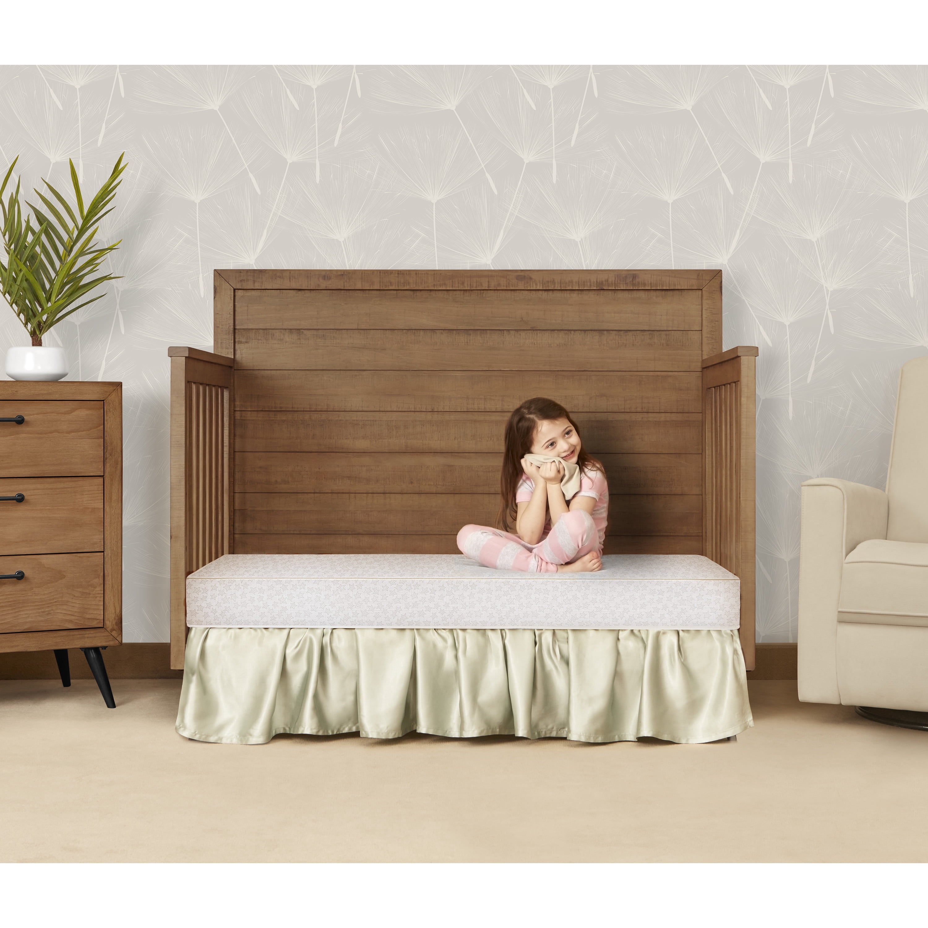 evolur Sleep Dual Stage Comfort-Lite 5" Crib & Toddler Foam Mattress, Silver Star
