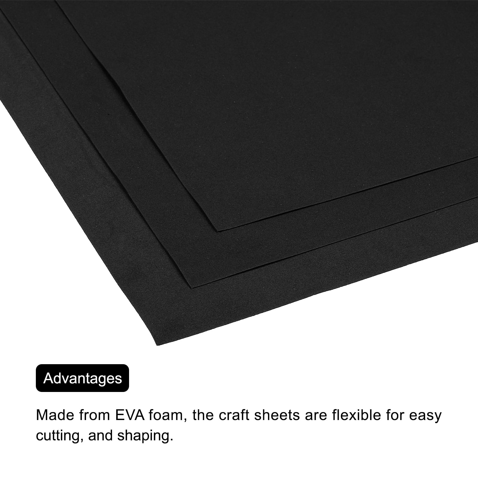 EVA Foam Sheets Black 19.7 Inch x 35.4 Inch 1mm Thick Crafts Foam Pack of 5
