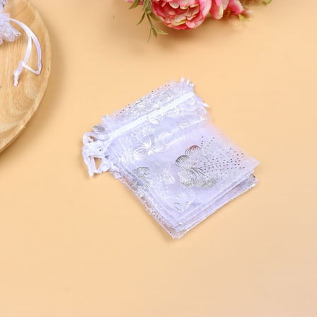 LABRIMP 50Pcs White Organza Mini Bags for Gift Packaging and Parties