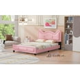 thumbnail image 3 of Full Size Bed Frame, Upholstered Platform Bed Frame with Carton Ears Shaped Headboard and Strong Slats Support, No Box Spring Needed, Easy Assembly, Pink, 3 of 9