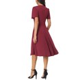 thumbnail image 3 of INSPIRE CHIC Robe Midi d'Été pour Femmes Col en V Manches Courtes Bouffantes avec Poches TG Rouge Vin, 3 of 6