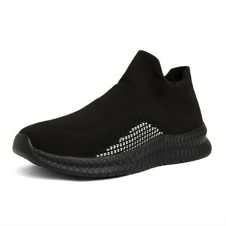 

Men s Solid Lace Up Running Shoes Comfy Non Slip Woven Knit Breathable Sneakers For Men s Outdoor Activities