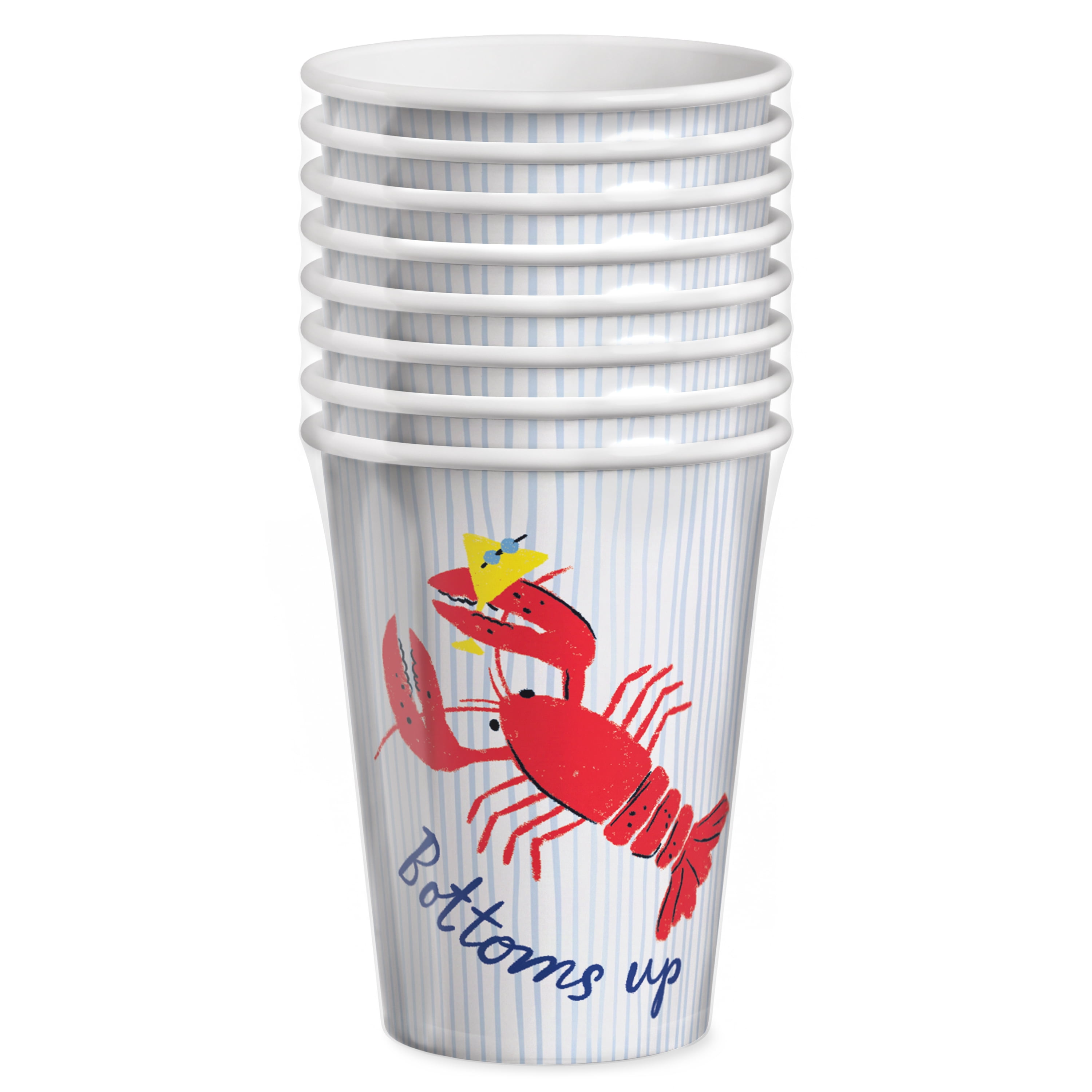 Bright Tides Bottoms Up Disposable Paper Cups, 9 oz, Multicolor, 8 Count, by Way To Celebrate