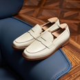 thumbnail image 4 of PLERISE Men’s Vintage Loafers, Handmade Genuine Leather Slip-On Dress Shoes, Comfortable Business and Casual Footwear for All-Day Wear, 4 of 9