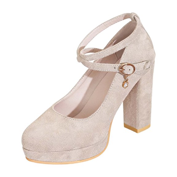 Win s Way Women's Suede Crossover Strap 8cm Heel High Heels Oktoberfest Casual Market Shoes