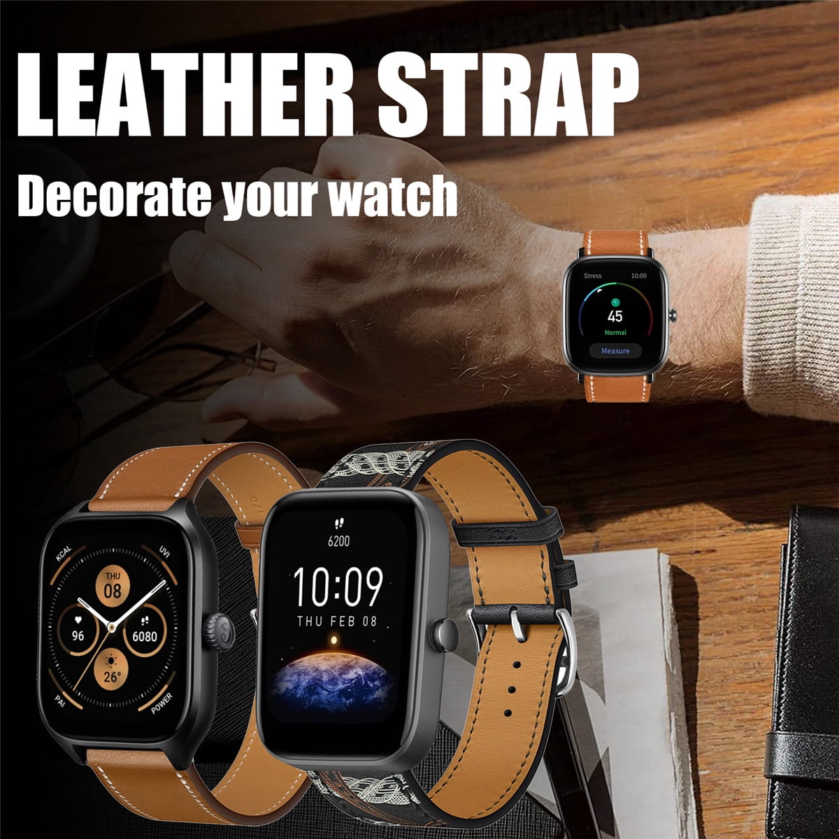 Bracelet Métal Acier Inoxydable 20mm Pour Amazfit GTS/GTR/Bip - Compatible Nombreuses Montres, Réglable, Noir - 2
