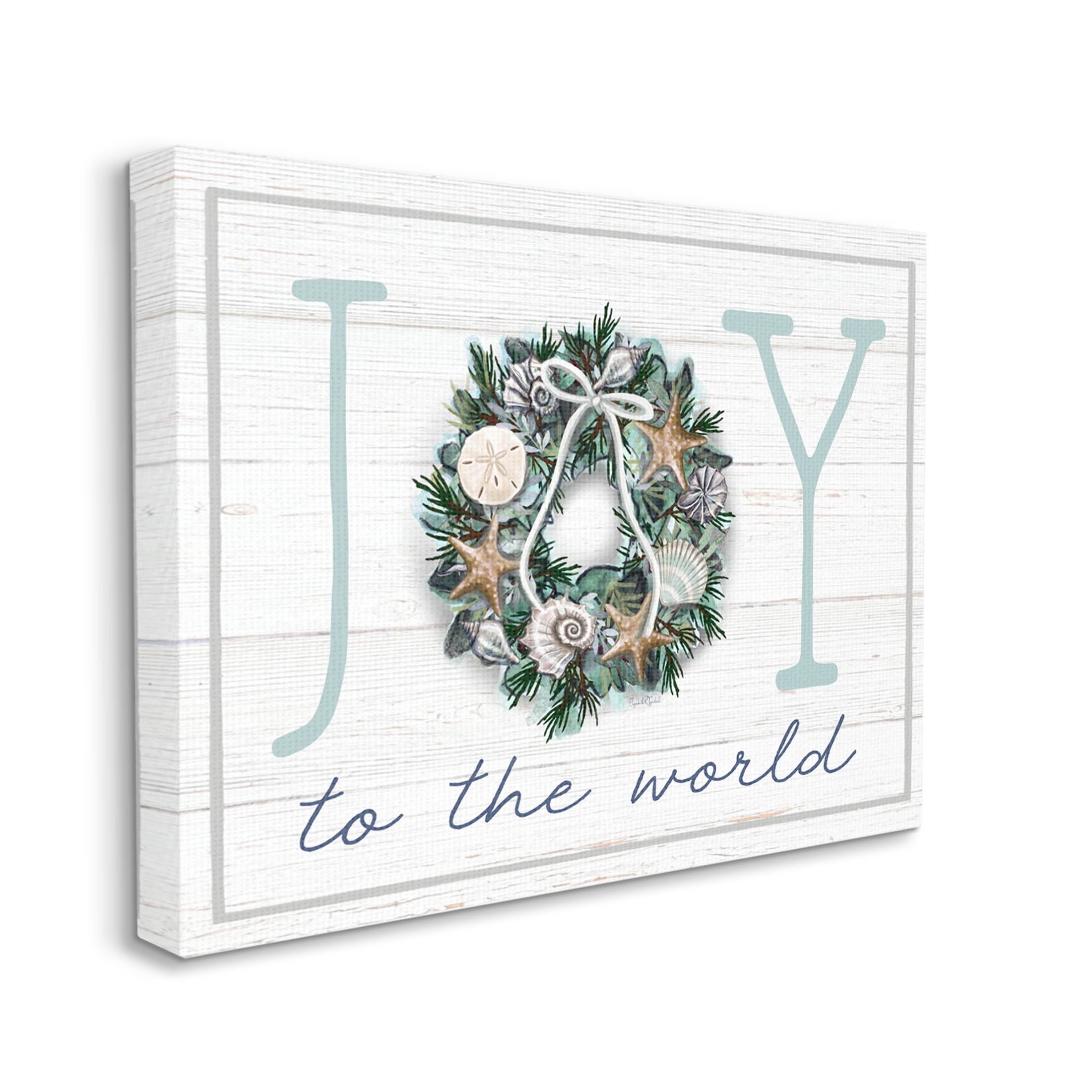 Stupell Industries Joy To The World Nautical Wreath Graphic Art Gallery Wrapped Canvas Print Wall Art, Design by Elizabeth Tyndall