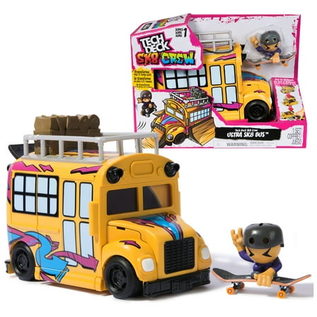 Tech Deck, 2-in-1 Transforming Sk8 Bus & Playset with Fingerboard & Figure,  for Ages 5 and up
