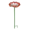 thumbnail image 1 of Baño para pájaros, comedero para pájaros de pie con forma de flor, decoración metálica decorativa, comedero para pájaros para jardín, patio, césped, rojo, 1 of 8