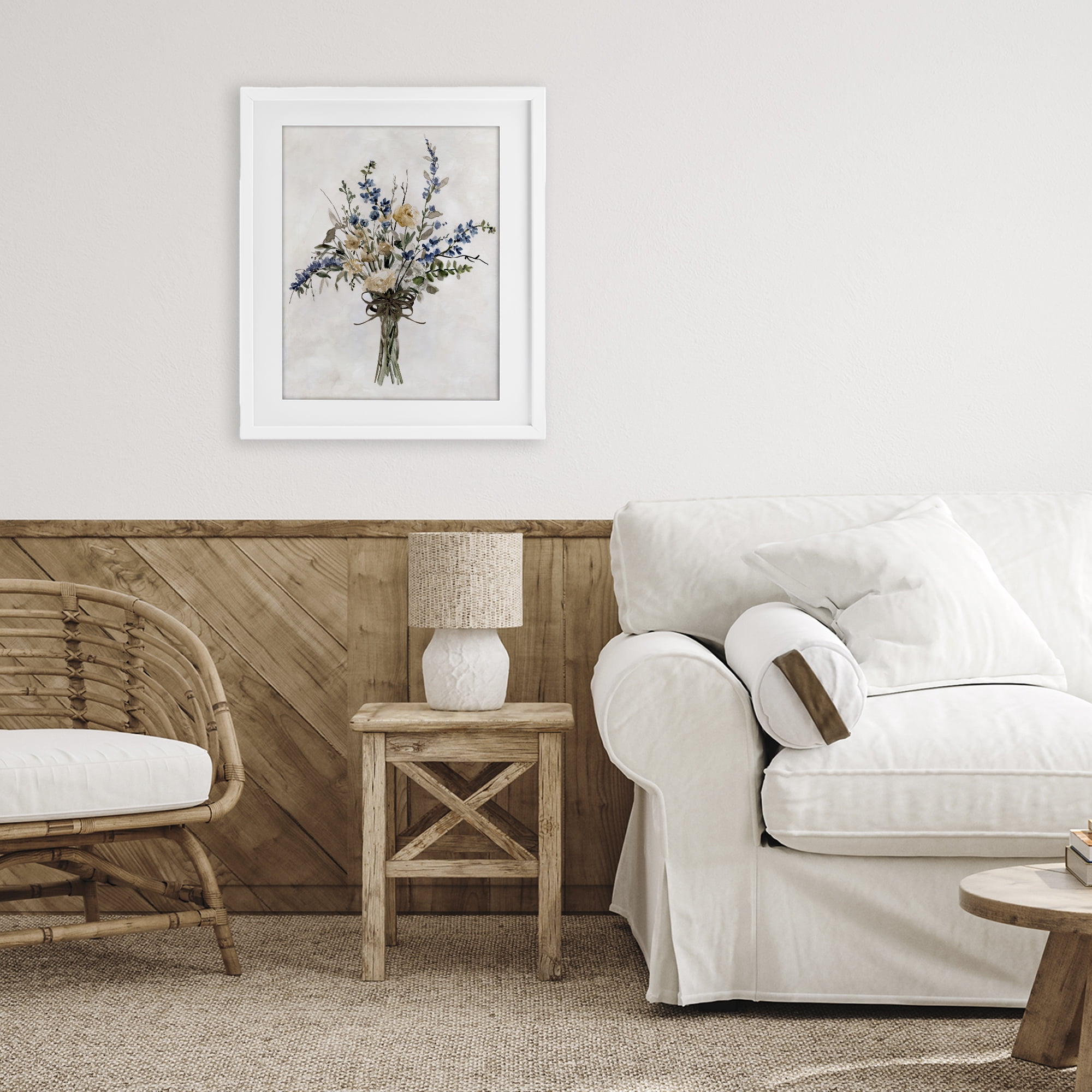 Stupell Industries Subdued Flower Bushel White Framed Print Under Glass, design by Carol Robinson