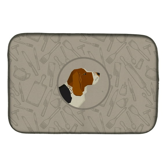 Caroline's Treasures Basset Hound In the Kitchen Dish Drying Mat