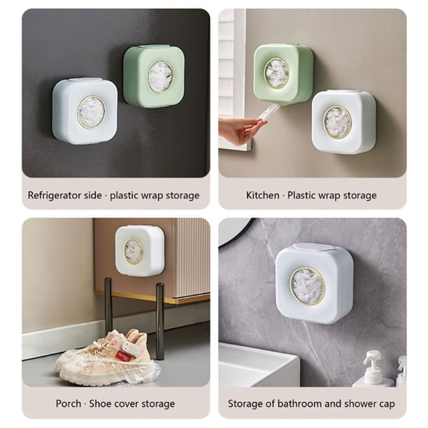 Inteprter Bolsa desechable para alimentos, caja de almacenamiento, organizador de baño de cocina reutilizable sin perforaciones de plástico Organizadores de utensilios de cocina Blanco