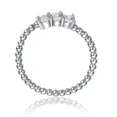 thumbnail image 2 of Minimalist Six Stone Diamond Band, Bead Set Shank Diamond Ring, Half Eternity Band, 14K White Gold Plated, 1.8 Ct Smulated Diamond, 2 of 3