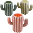 thumbnail image 1 of Paquete de 3 portalápices de cactus, recipientes de almacenamiento de cactus para bolígrafos, decoración de oficina, accesorios de escritorio, rosa, blanco y verde Ormromra  WRJM-671, 1 of 5