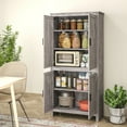 thumbnail image 2 of HOMCOM 64" Freestanding Kitchen Pantry Food Storage Cabinet w/ Shelves, Gray, 2 of 8