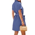 thumbnail image 5 of WTXUE Dresses, A-Line Short Sleeve Mid-Length V-Neck, Women'S Mid-Length Multi-Button A Skirt Solid Women, Blue Size XL, 5 of 5