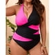 thumbnail image 3 of Traje de baño de una pieza para mujer, conjuntos de bikini para mujer, bikini deportivo de verano liso con aros y escote en V profundo, traje de baño de nailon para mujer, 3 of 8