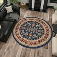 thumbnail image 7 of Sensation Transitional 5' Round Navy and Beige Polypropylene Indoor Area Rug, 7 of 7