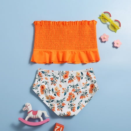 

Gubotare Mother And Daughter Print Two Piece Swimsuit Matching Swimsuit Clothing Girl Short Swimsuit Orange 6-8 Years