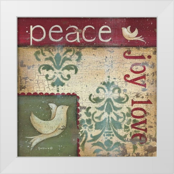 Lewis, Kim 12x12 White Modern Wood Framed Museum Art Print Titled - Peace Joy Love