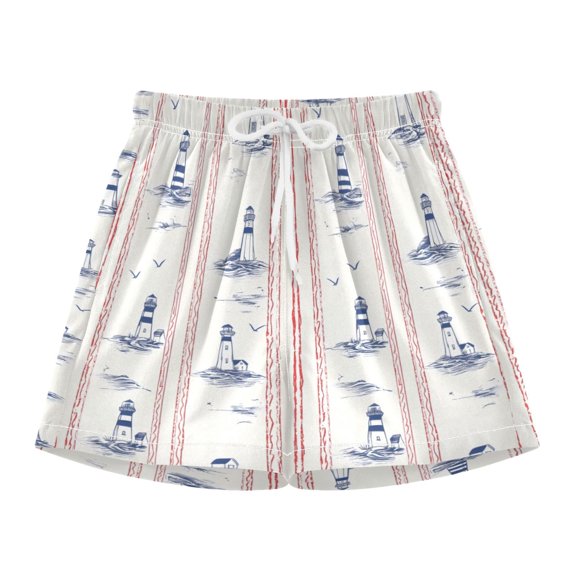 BZSMCE Swim Shorts Lighthouse Pattern For Quick-Dry Shorts With Anti-Chafe Liner