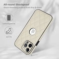 thumbnail image 3 of Compatible WIth iPhone 13 Pro Phone Case with Logo Window,Trendy Diamond-checkered Pattern PU Leather Soft TPU Ultra Slim Anti-fall Shockproof Protective Back Cover Phone Case,White, 3 of 7